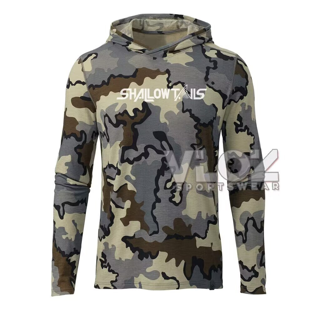 Shallow Tails Hood Fishing Shirt Professional Men Long Sleeve Fish Jersey Hoodie Breathable UV Protection UPF50+ T-shirt Apparel